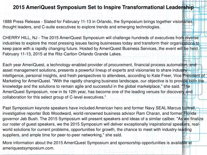 2015 ameriquest symposium set to inspire 2015 ameriquest symposium set to inspire