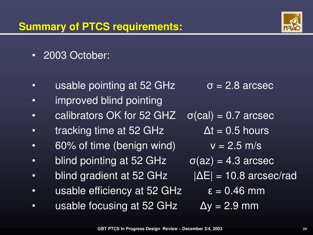 PPT Refined Scientific Requirements for the PTCS PowerPoint