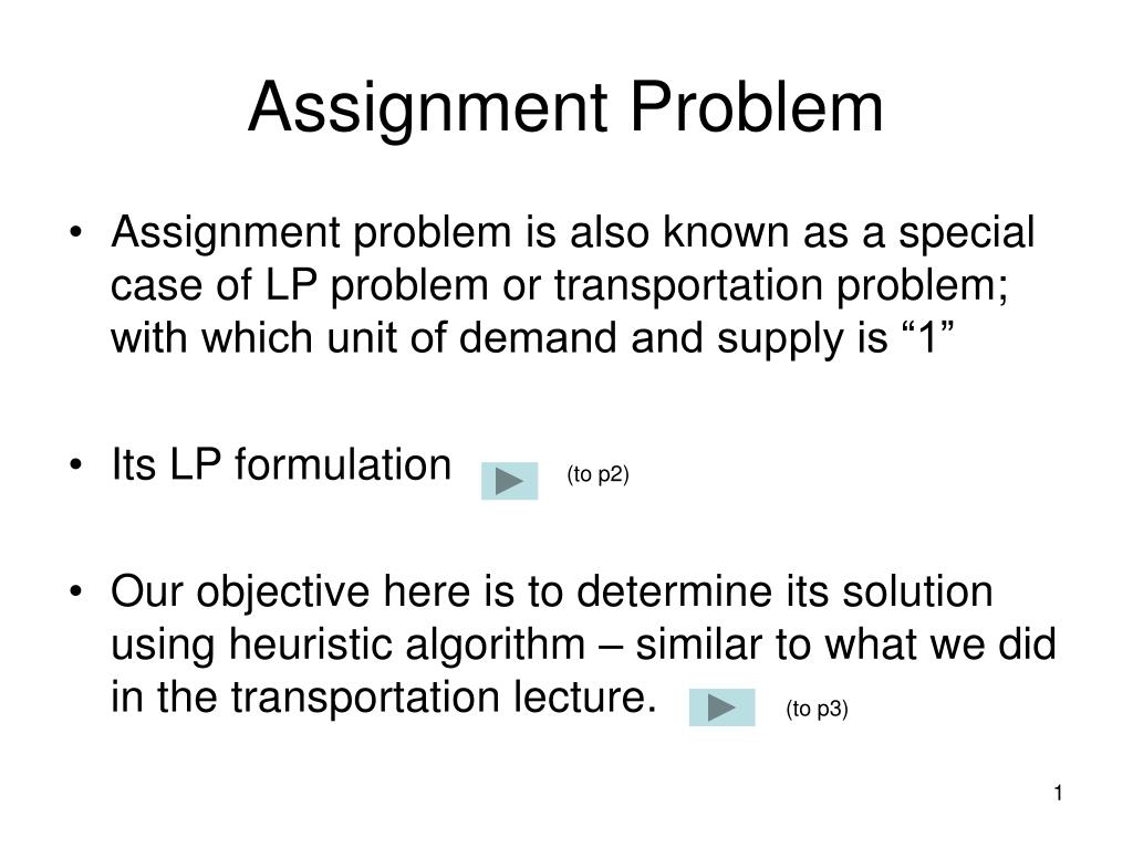 define the term assignment problem