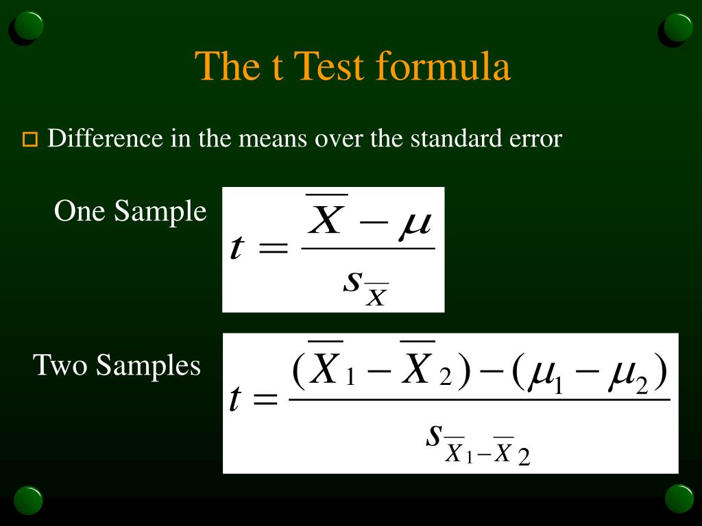 t test formula research
