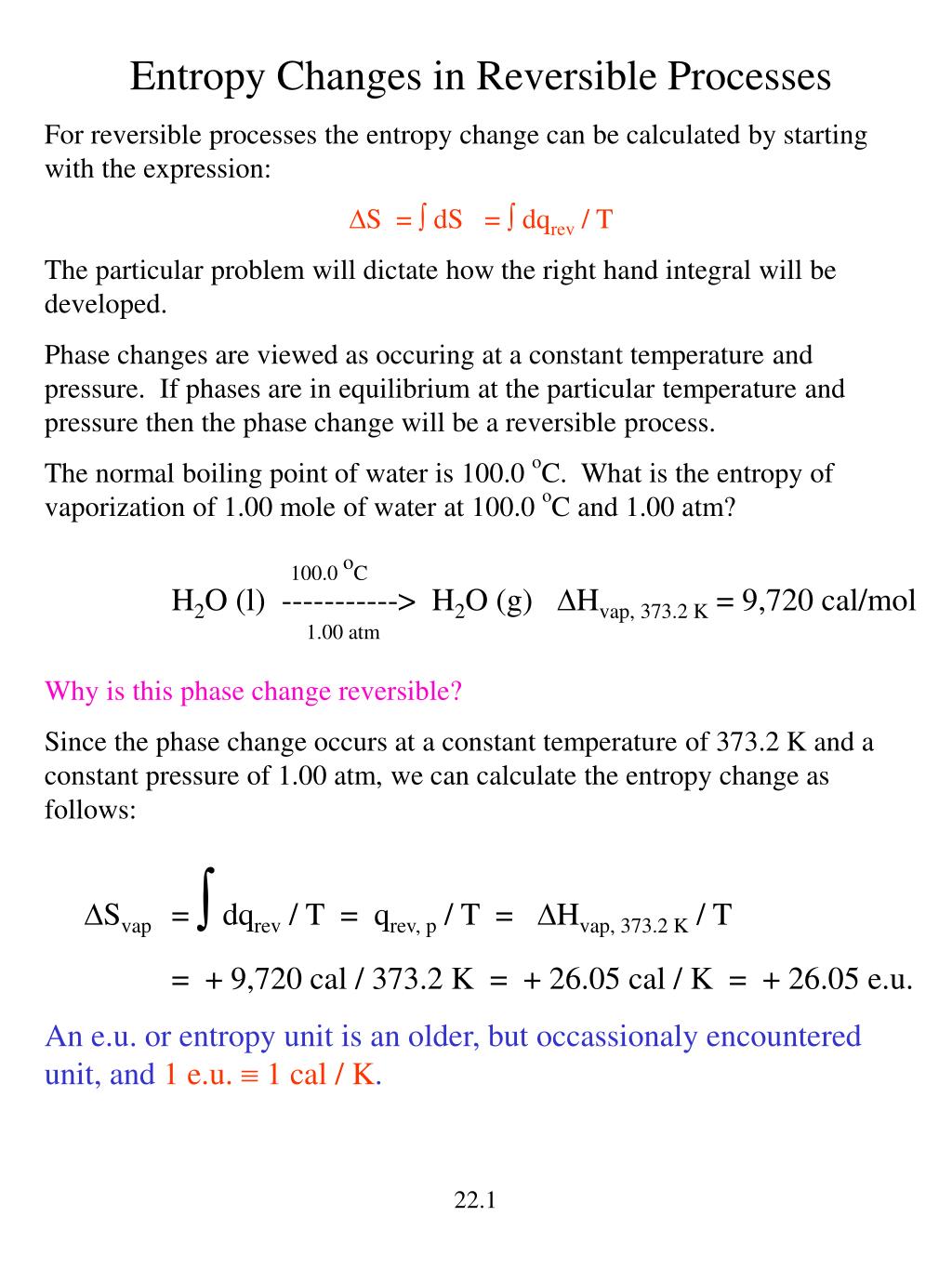 change in entropy change in entropy