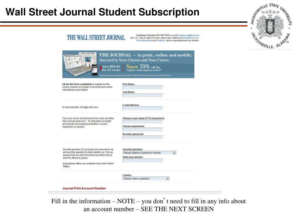 PPT Wall Street Journal Subscription Process PowerPoint Presentation