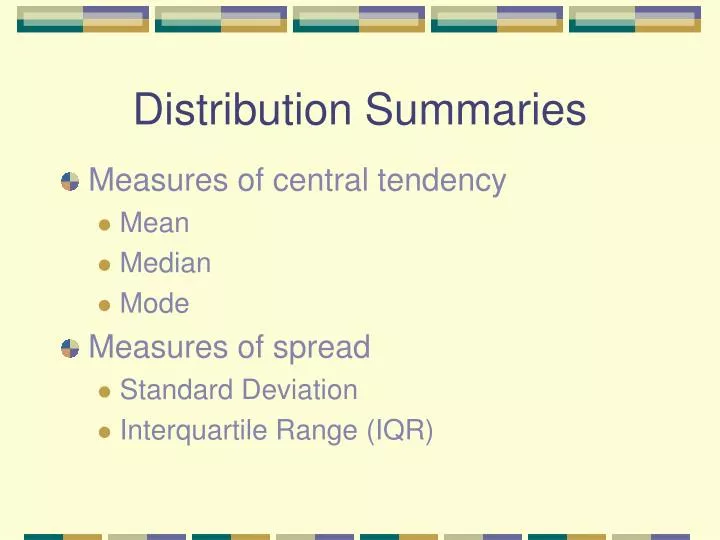 distribution summaries n.