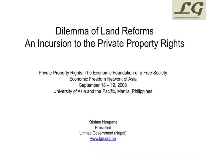 Ppt Dilemma Of Land Reforms An Incursion To The Private