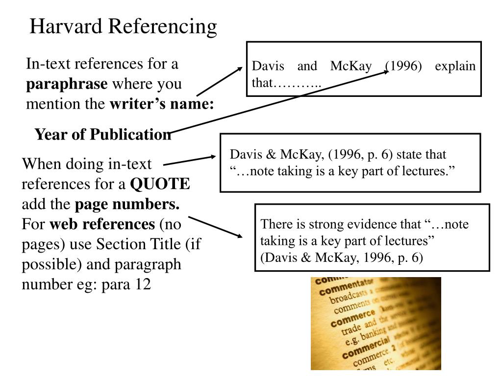 how to reference paraphrasing harvard