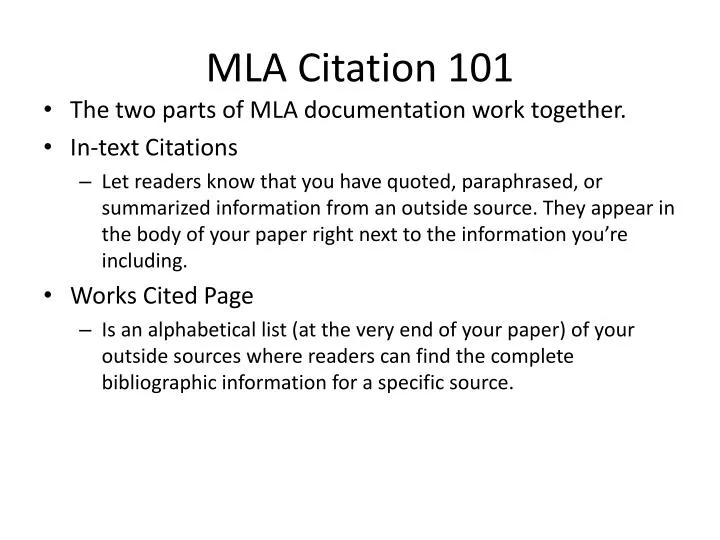 mla citation in a presentation