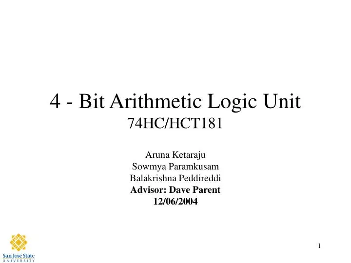 PPT 4 Bit Arithmetic Logic Unit 74HC/HCT181 PowerPoint Presentation