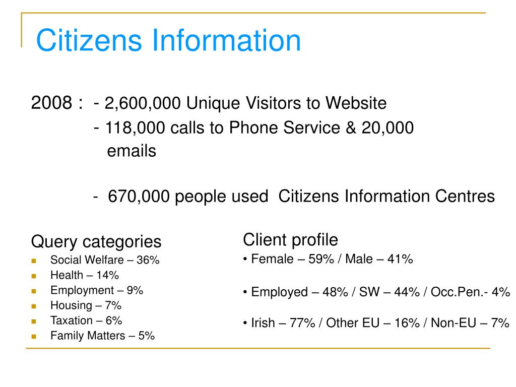 PPT Citizens Information Services and their role in the field of