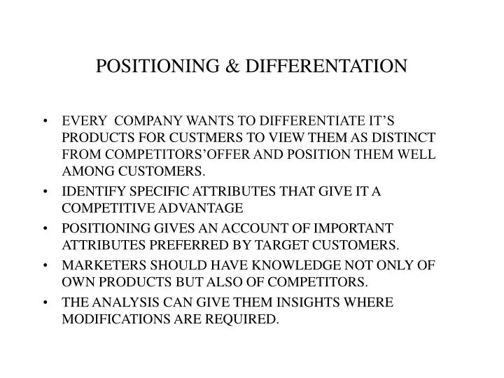 positioning differentation n.