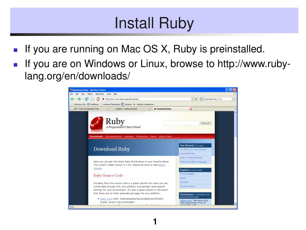 PPT - Install Ruby PowerPoint Presentation, free download - ID:5378515