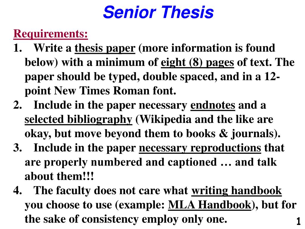 senior thesis requirements