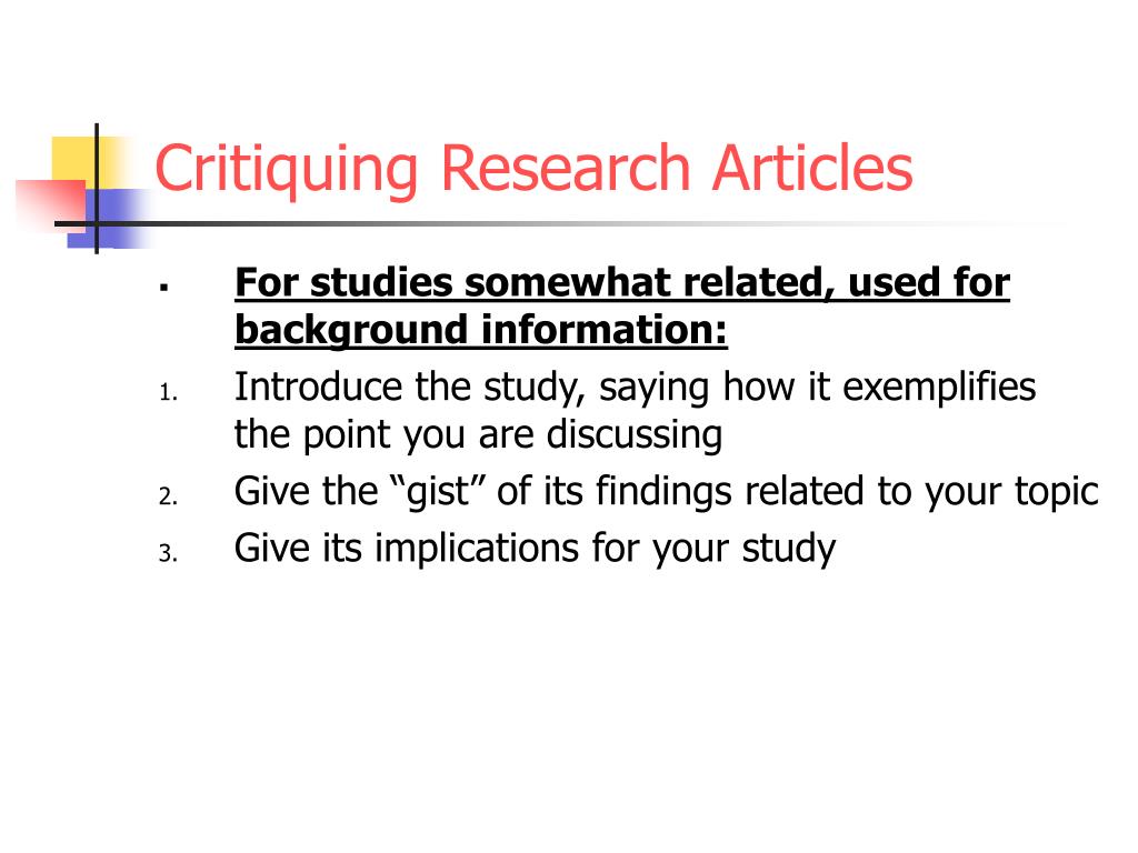 checklist for critiquing a research article