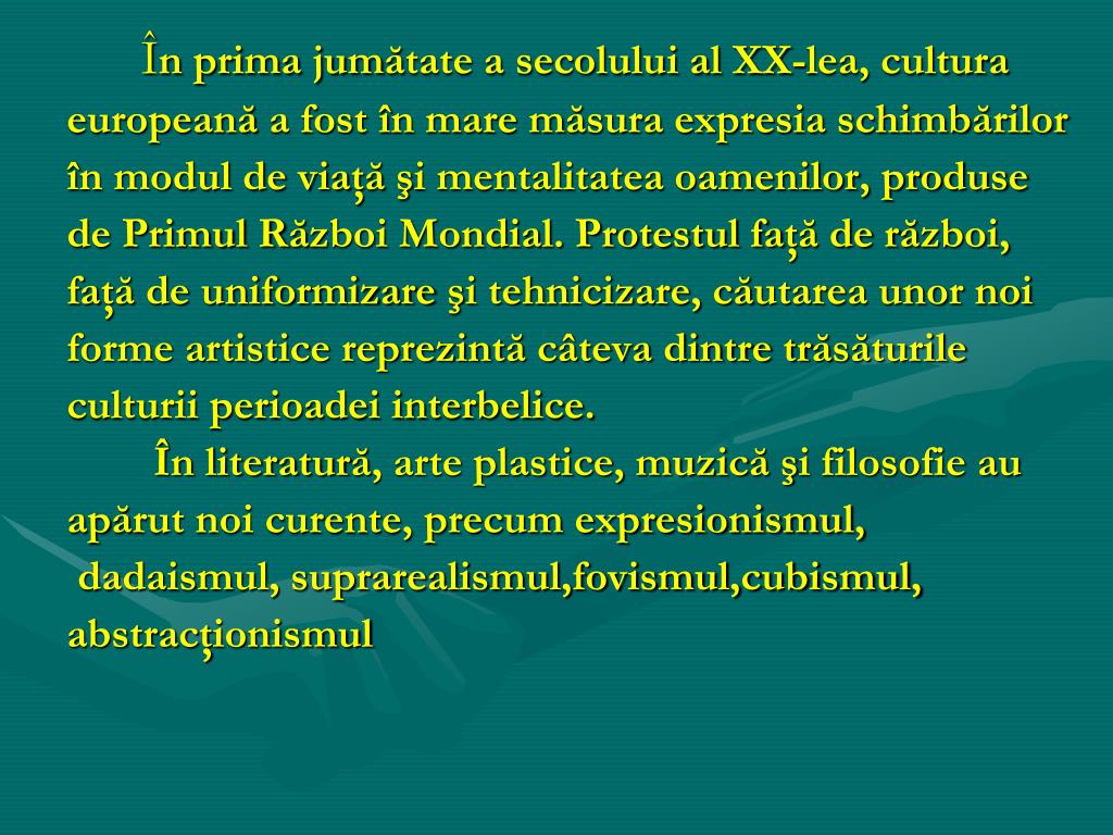 ppt curente culturale i n prima jum a tate a secolului a