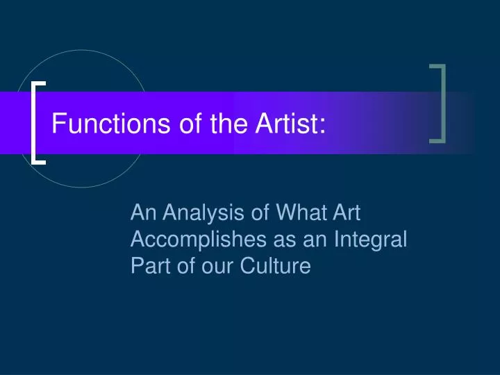 functions of the artist n.