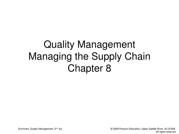 quality management managing the supply chain chapter 8 n.