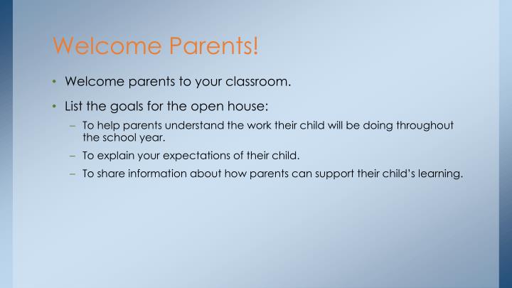 open house powerpoint presentation for parents