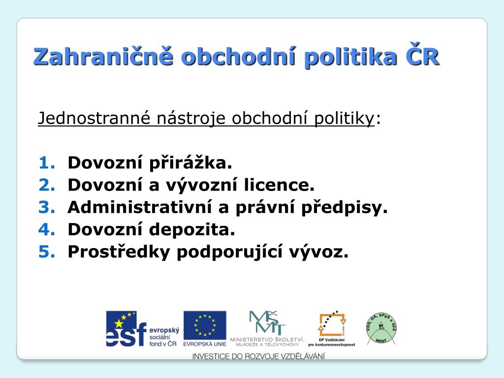 PPT - Zahraničně obchodní politika ČR PowerPoint Presentation, free  download - ID:5384230