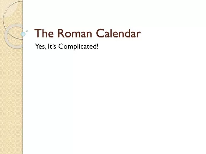 the roman calendar n.