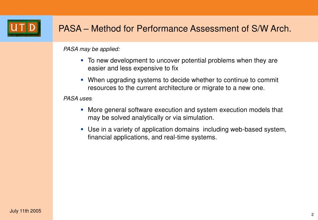 PPT PASA A Method for the Performance Assessment of Software