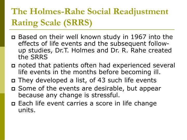 holmes rahe social readjustment scale