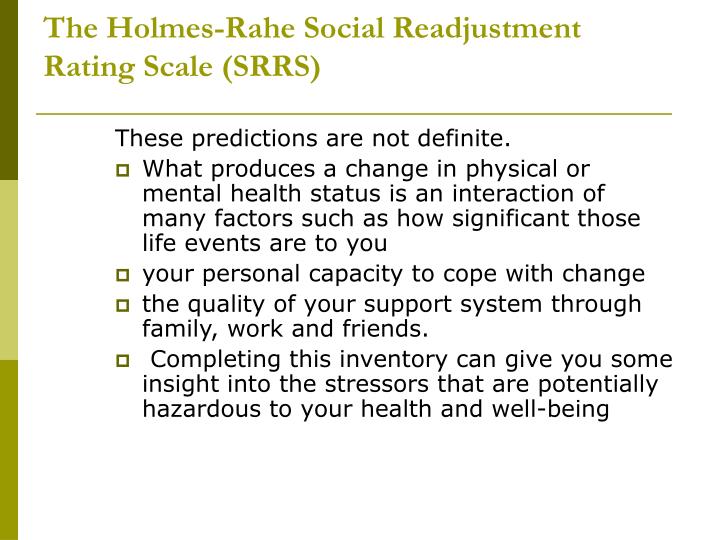 social readjustment rating scale srrs