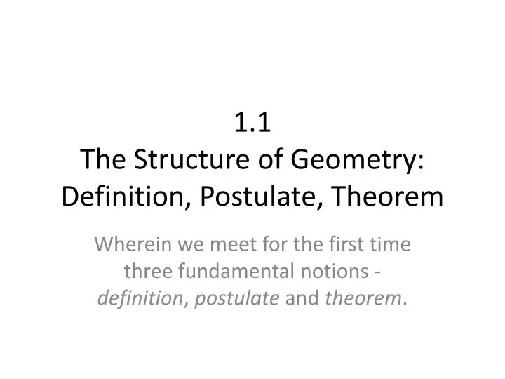 geometry definitions postulates and theorems A summary of de nitions, postulates, algebra rules, and theorems that are often used in geometry proofs: de nitions: de nition of mid-point and segment bisector. geometry definitions postulates and theorems A summary of de nitions, postulates, algebra rules, and theorems that are often used in geometry proofs: de nitions: de nition of mid-point and segment bisector.
