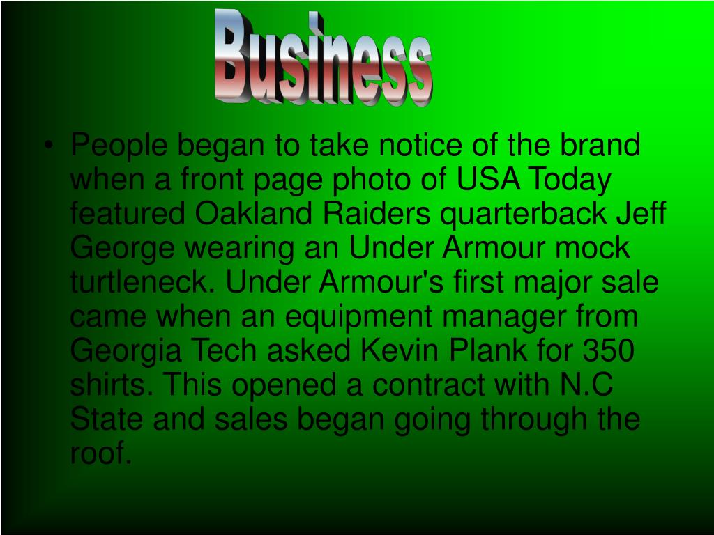 PPT - Kevin Plank The Creator Of Under Armour PowerPoint Presentation, free  download - ID:5389680