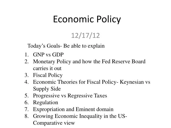 PPT - Economic Policy PowerPoint Presentation, free download - ID:5391692