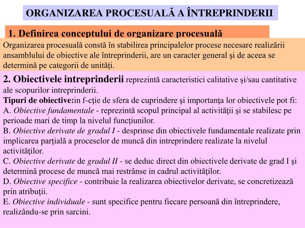 PPT - ORGANIZAREA PROCESUALĂ A ÎNTREPRINDERII PowerPoint Presentation -  ID:5395633
