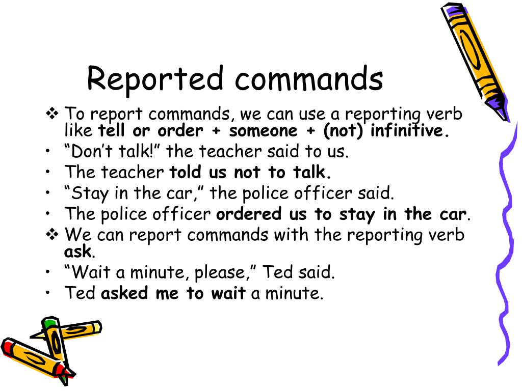 reported speech reported commands