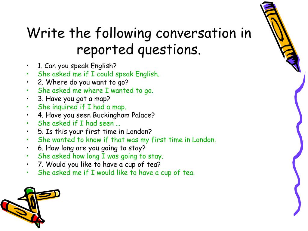 Reported Speech questions. Questions in reported Speech. Write reported questions
