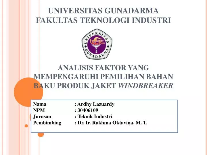 Ppt Universitas Gunadarma Fakultas Teknologi Industri Powerpoint Presentation Id 5397266