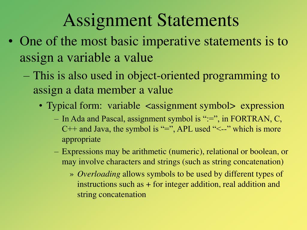 assignment statements in programming languages
