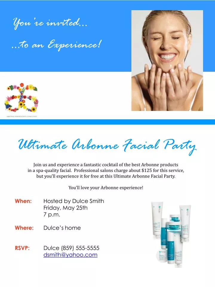 To An Experience Ultimate Arbonne Facial Party To An Experience Ultimate Arbonne Facial Party