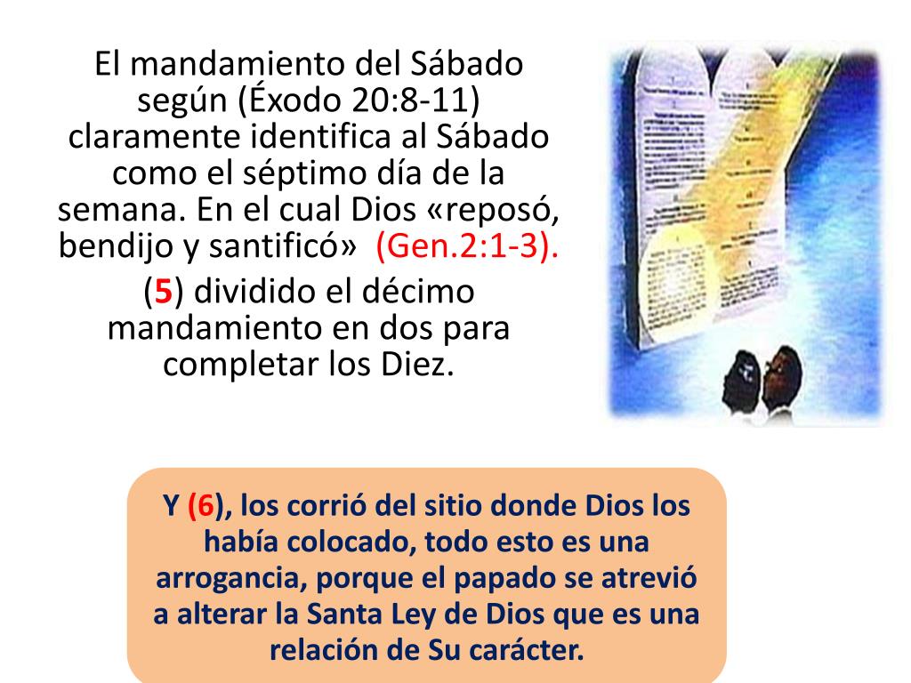 PPT - A Continuación Los 10 Mandamientos, Según La S. Biblia Y El ...