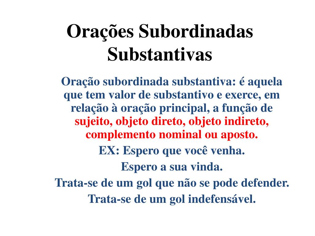 PPT - Orações Subordinadas Substantivas PowerPoint Presentation, free