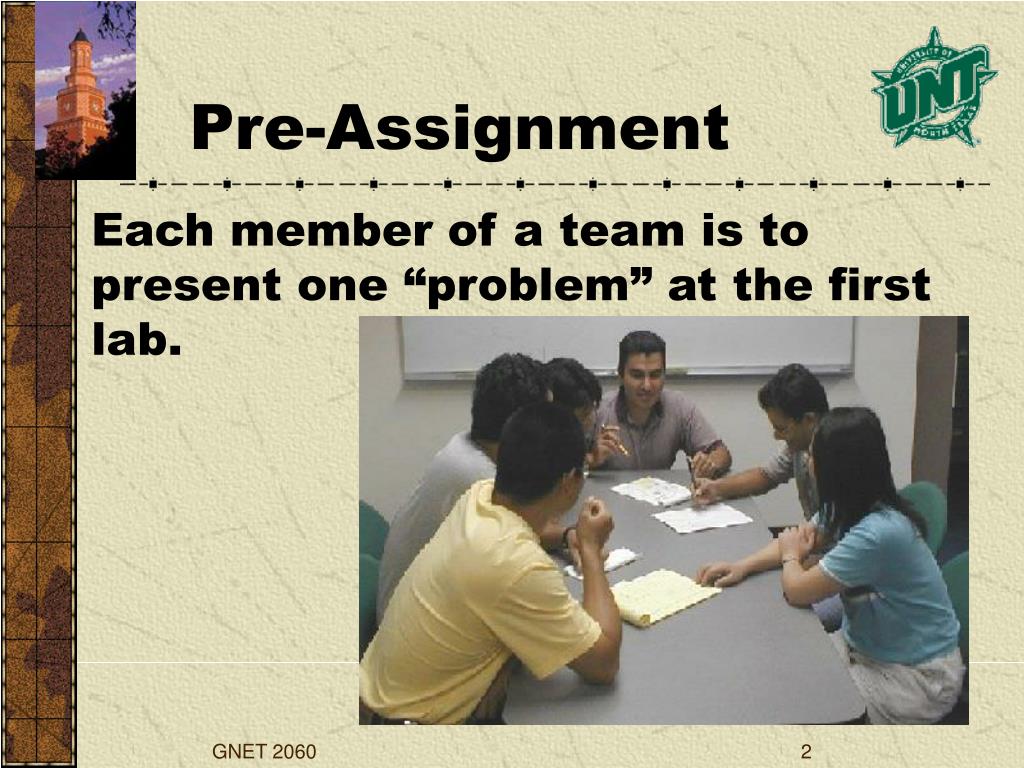 definition of pre assignment