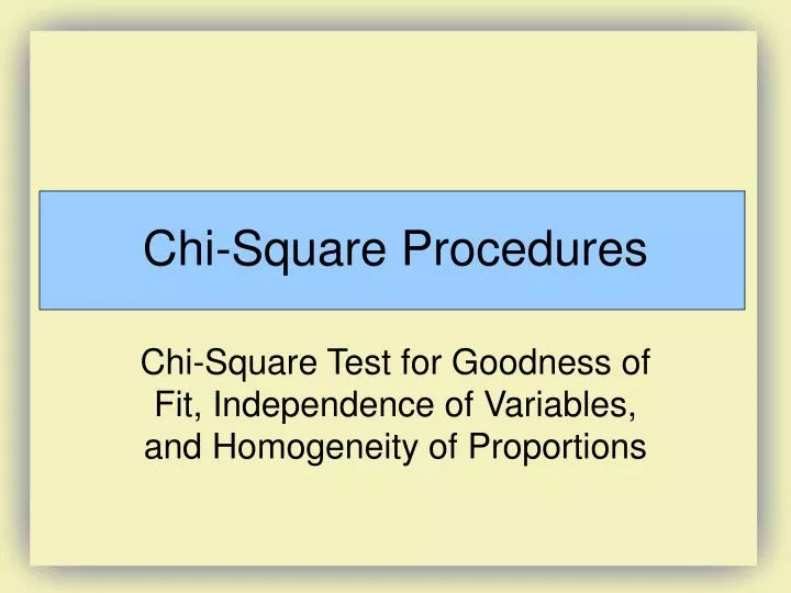 chi square procedures n.
