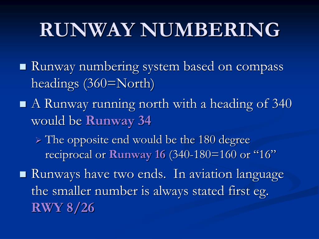 single runway numbers
