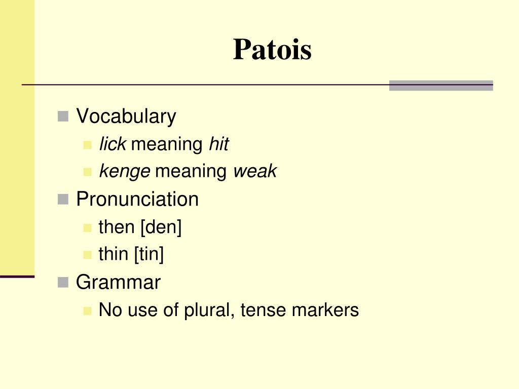 patois to english patois to english