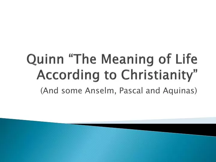 quinn the meaning of life according to christianity n.