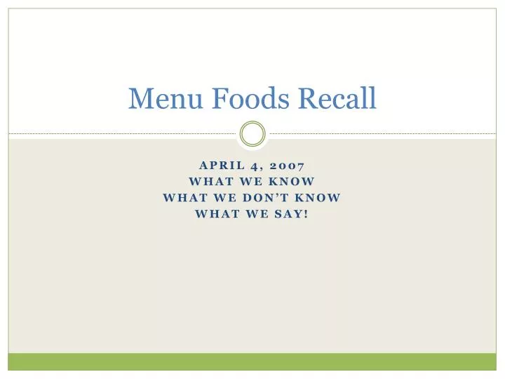 PPT Menu Foods Recall PowerPoint Presentation, free download ID5407606