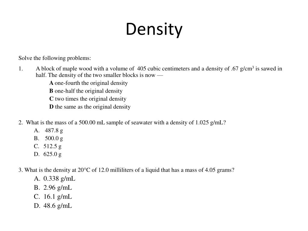 PPT - Density PowerPoint Presentation, free download - ID:5408245
