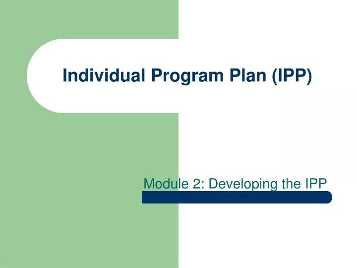 individual program plan ipp n.