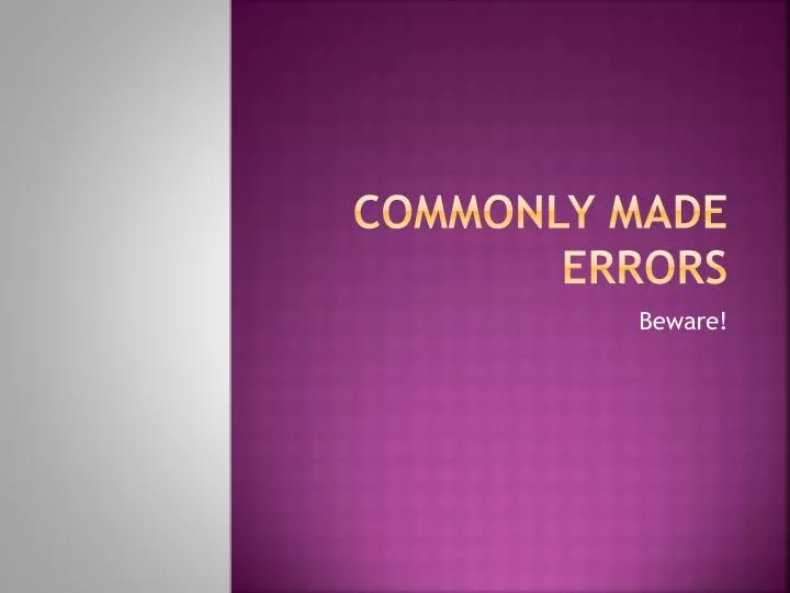 commonly made errors n.