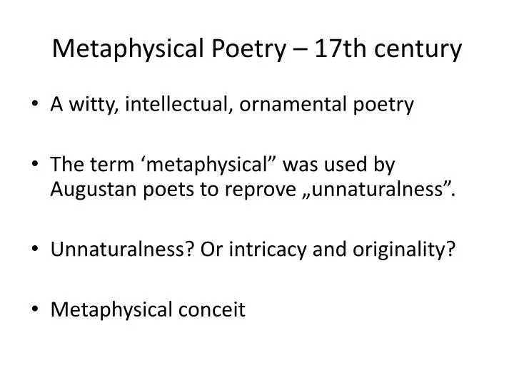 metaphysical poetry 17th century n.