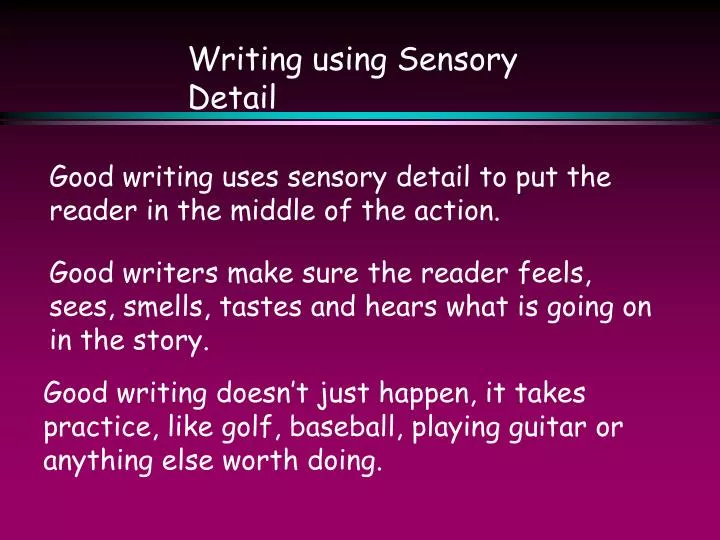 creative writing sensory experience ppt