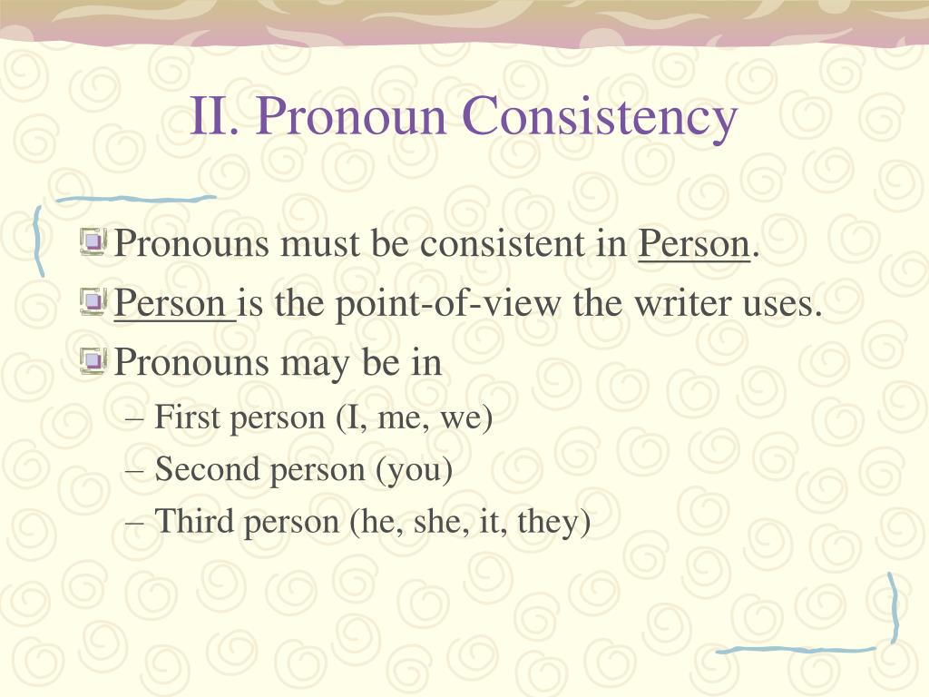 Pronoun Consistency Worksheet