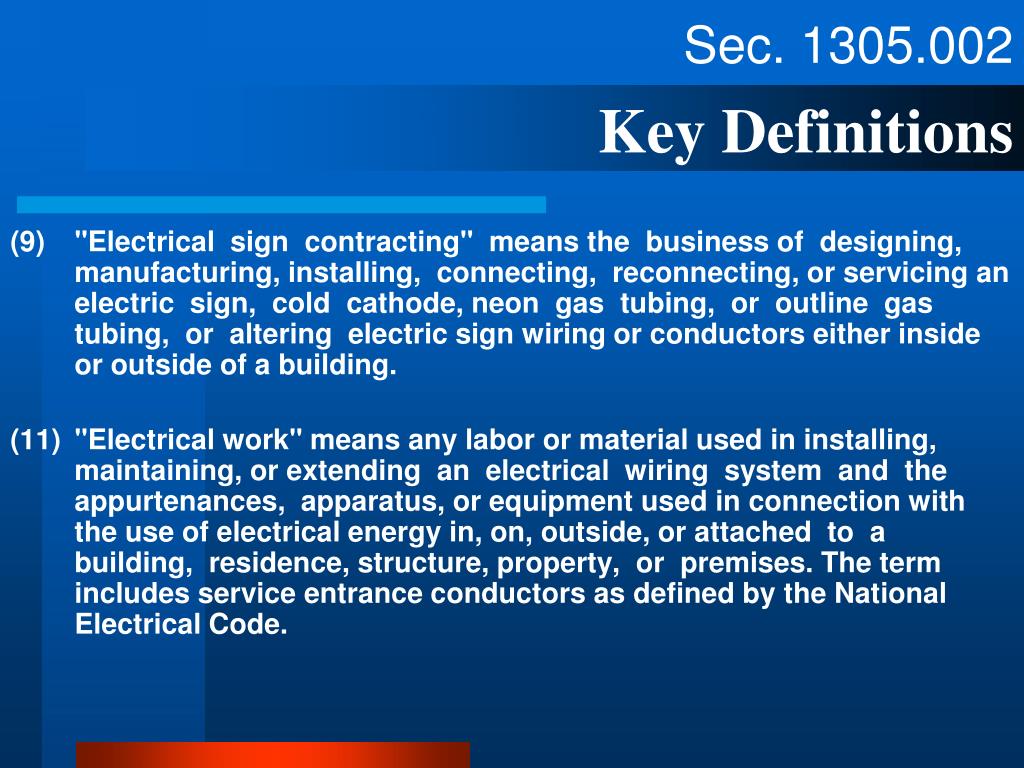 PPT TDLR Sample CE Electrician Law & Rules PowerPoint Presentation