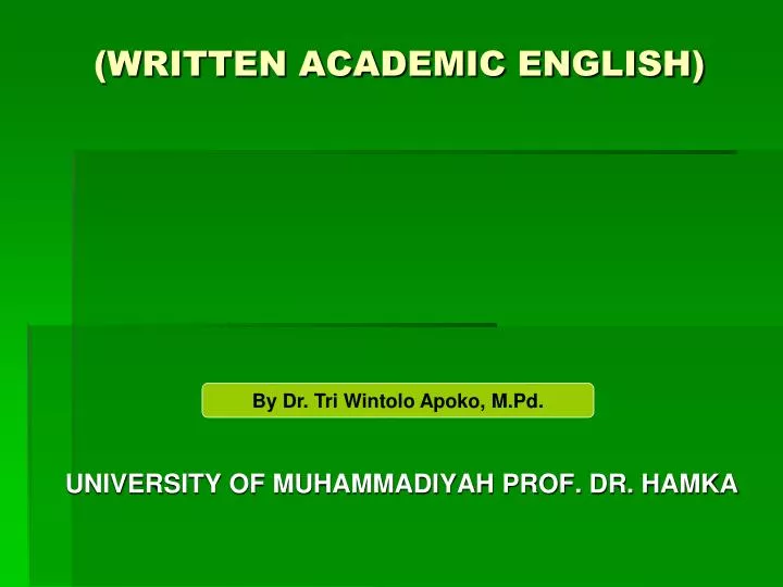 written academic english n.